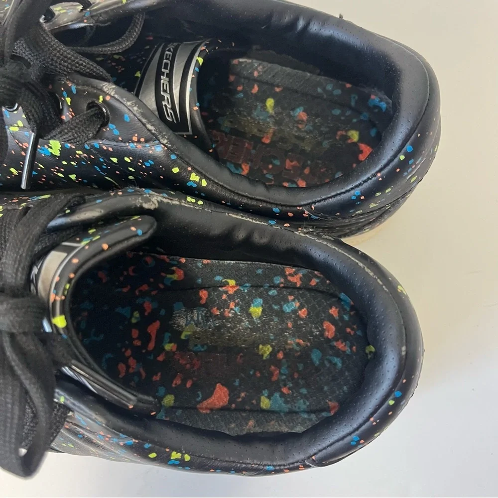 Skechers The Painter Lace Up Sneaker Black Splatter‎ Women's 11